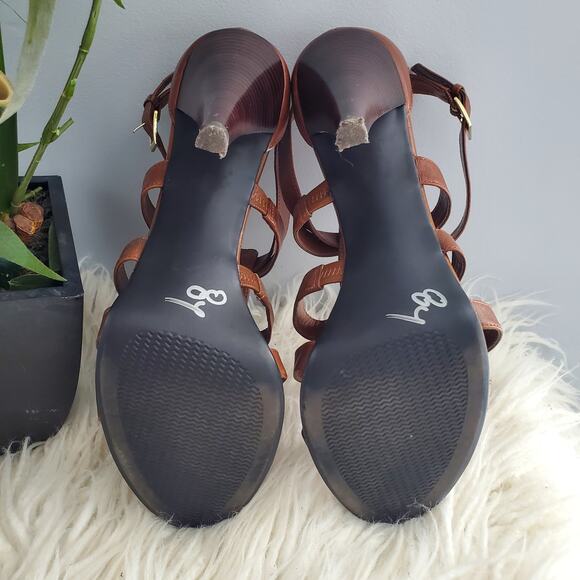 Franco Fortini Korbin Brown Strappy Leather Open Toe Heels Sandals Size 11M - Picture 6 of 8